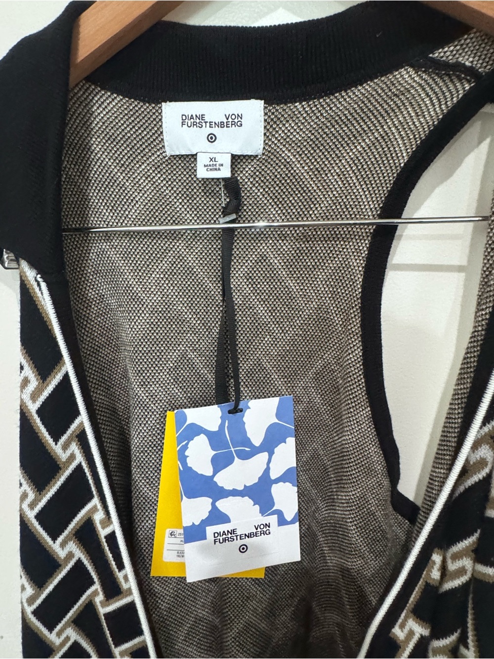 Diane Von Furstenberg x Target Black and White Geometric Wrap Midi Dress - Picture 5 of 10